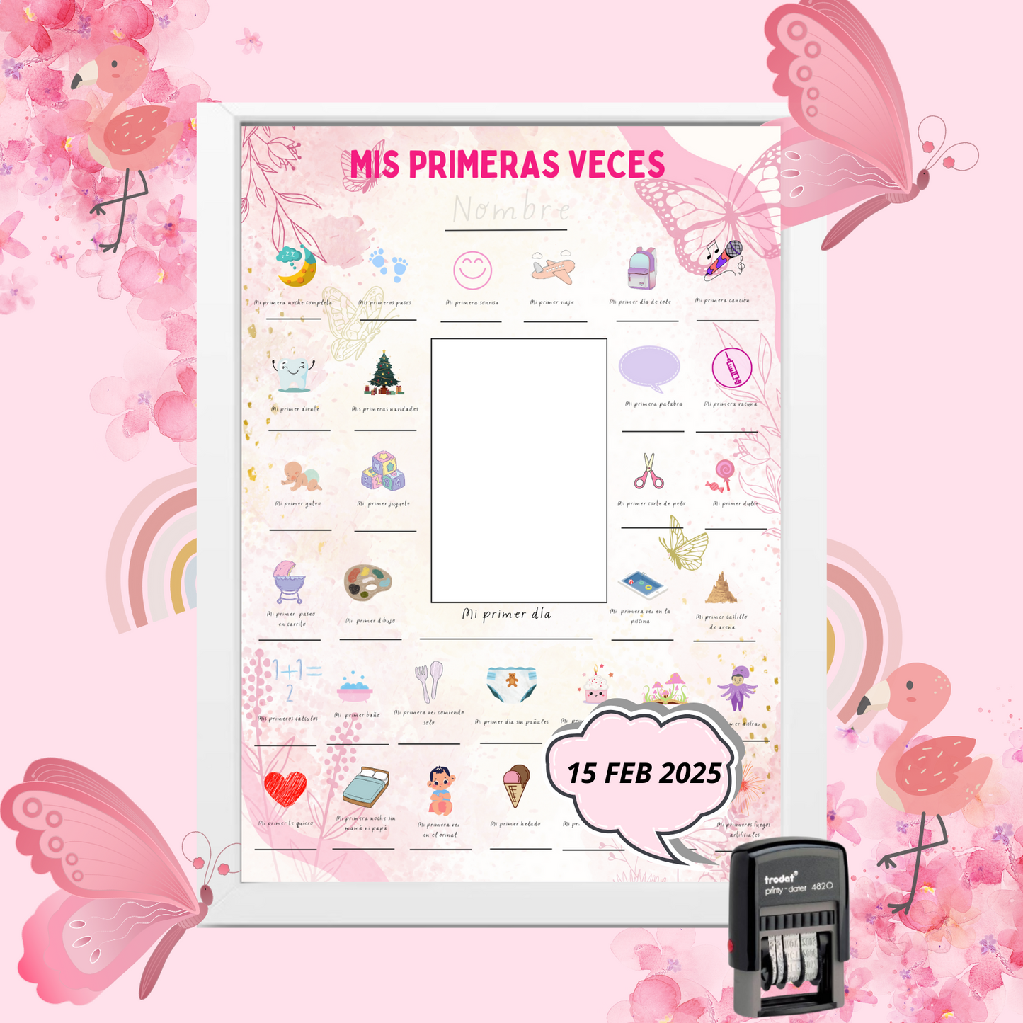 Póster "Mis Primeras Veces" (Modelo Rosa Flamenco)
