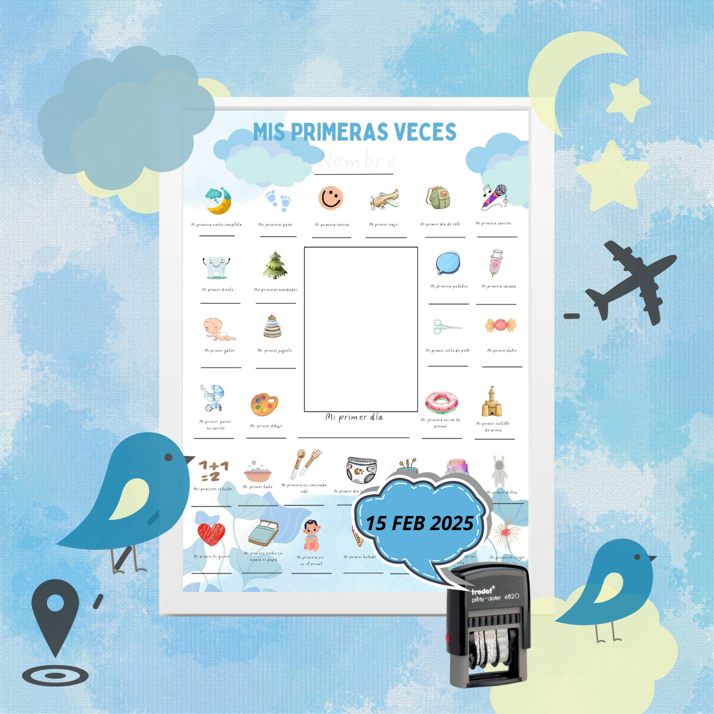 Póster "Mis Primeras Veces" (Modelo Azul Cielo)