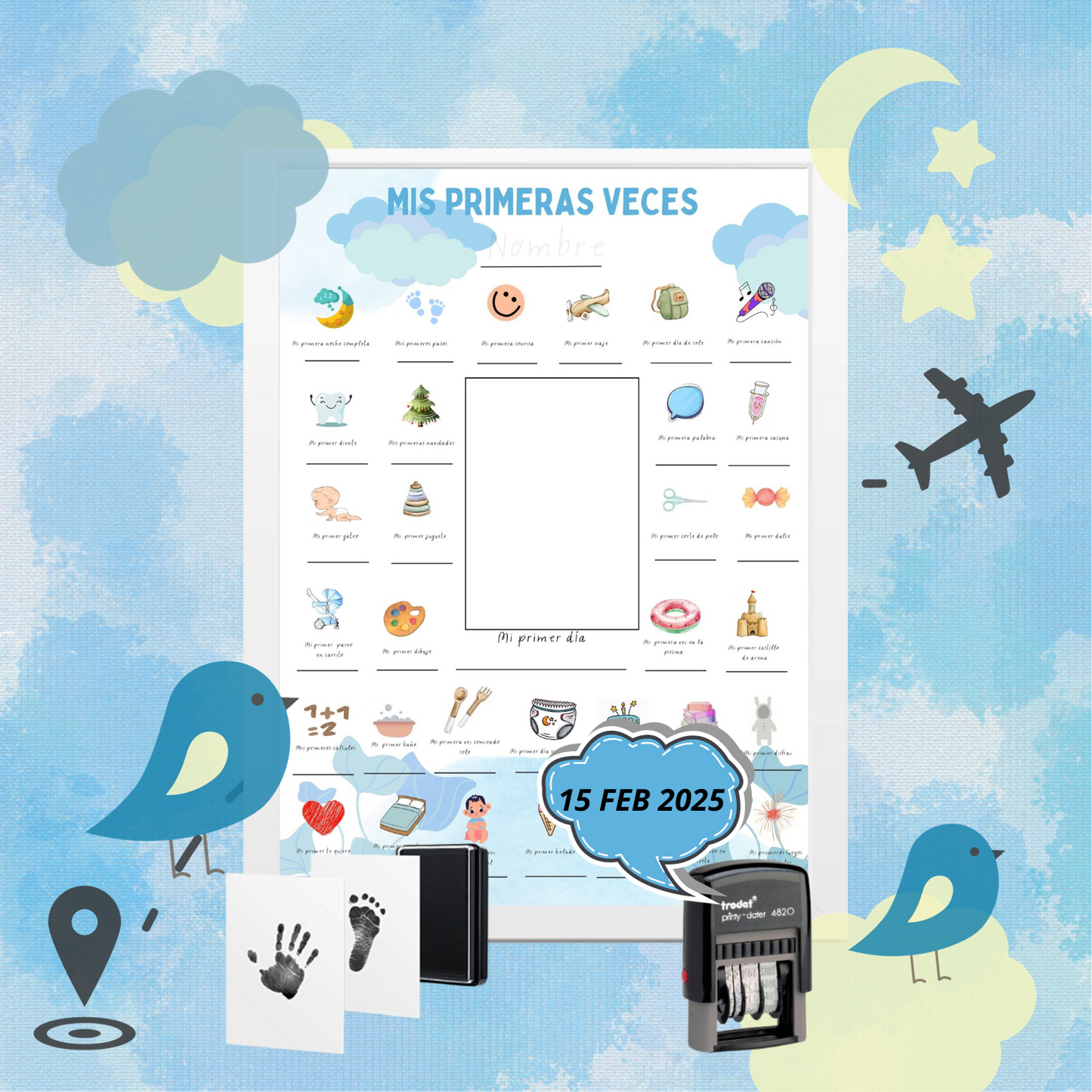 Póster "Mis Primeras Veces" (Modelo Azul Cielo)