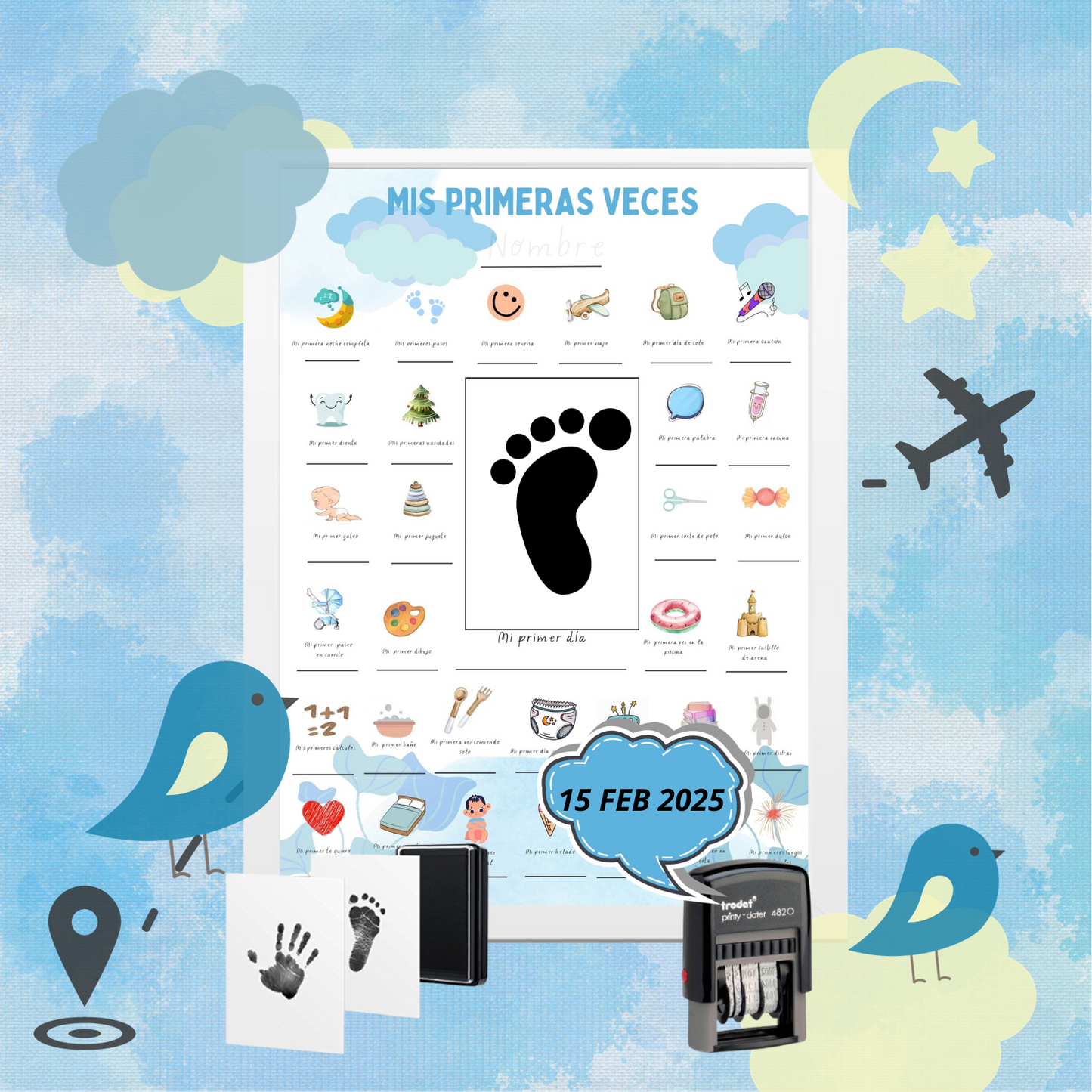 Póster "Mis Primeras Veces" (Modelo Azul Cielo)